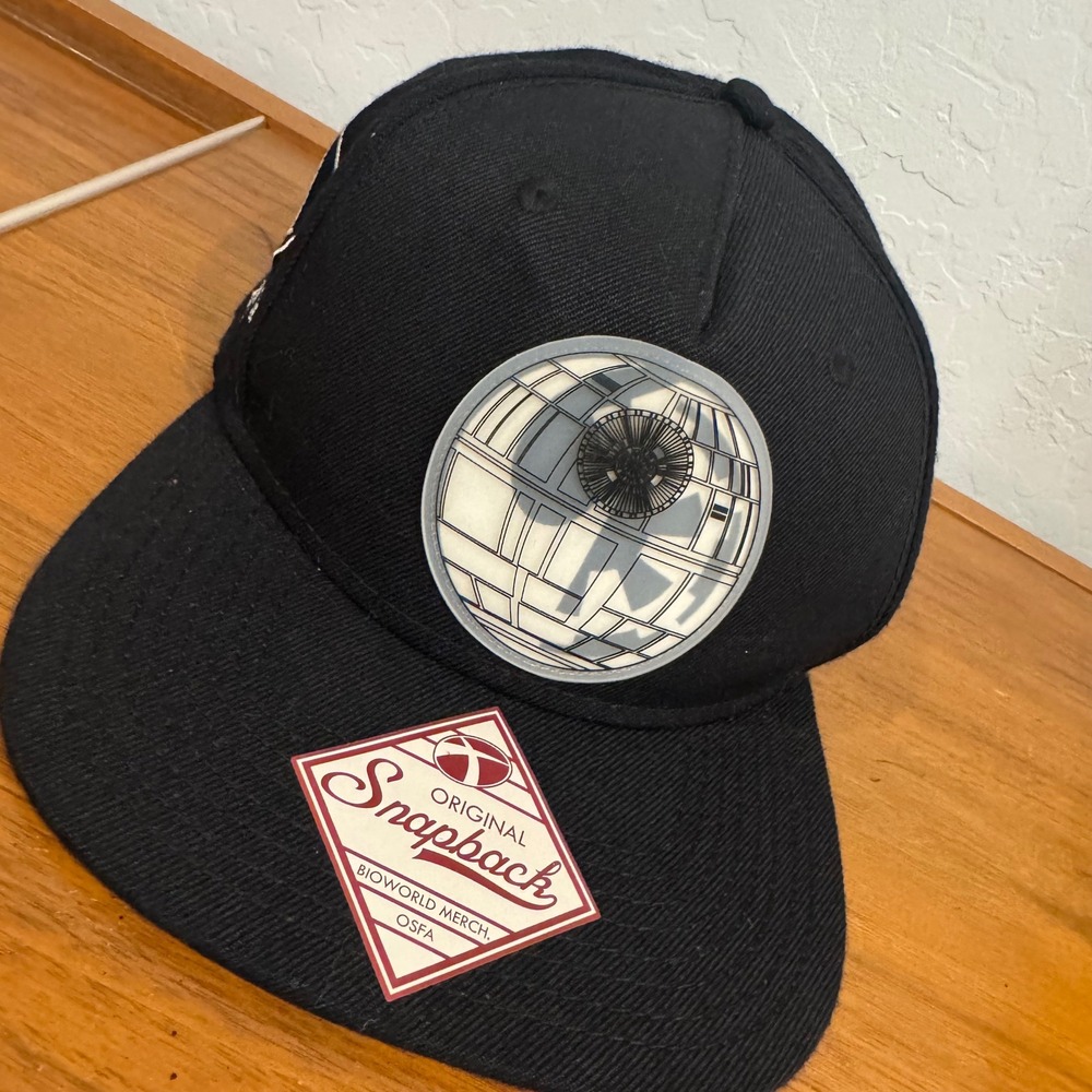 Bioworld Star Wars Disney Snapback Hat OSFA Black Death Star Embroidery Cap